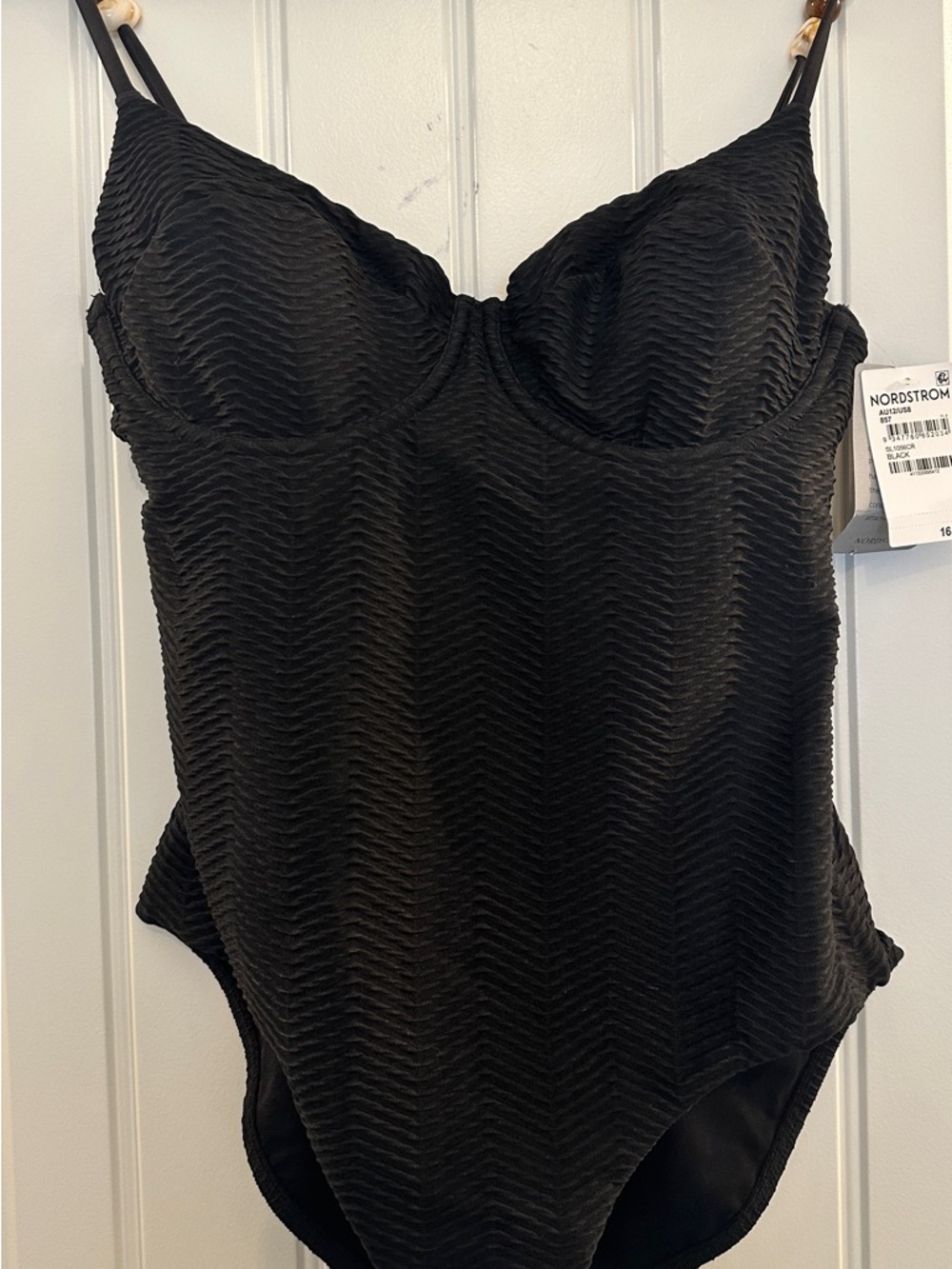 Sea Level Australia Textured Balconette One Piece Black NWT Size 8 Nordstrom